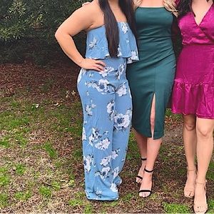 Lulus Blue Floral Jumpsuit